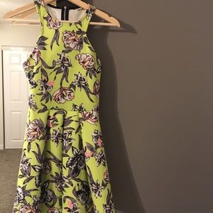 Floral yellow skater dress